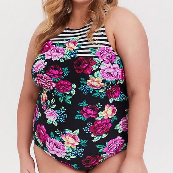 torrid Other - NWT!  TORRID one piece floral striped swimsuit, 4X.